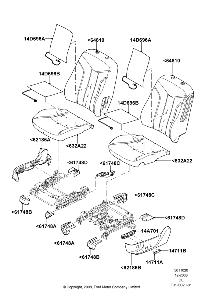 20L - Front Seat Pads/Valances & Heating, Mercury Division Derivative, With Temp Control Drivers Seat, With Temp Control Passenger Seat; 04/FEB/2009-31/JAN/2011