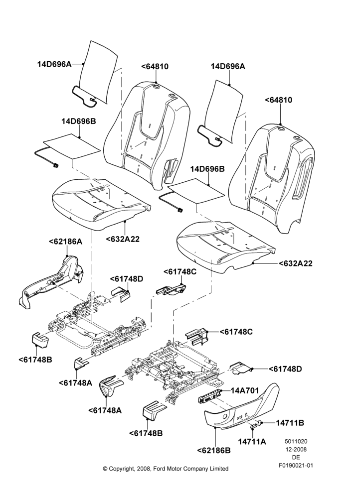 20J - Front Seat Pads/Valances & Heating, Ford Division Derivative, With Drivers Heated Seat, With Heated Passenger Seat; 04/FEB/2009-29/JUL/2012