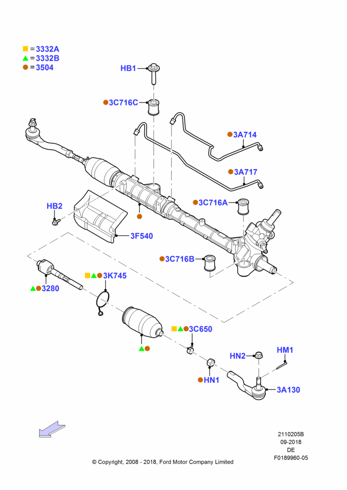 05B - Steering Gear, 3.5L 4V DOHC VCT SMPI V6 Gas; 04/FEB/2009-31/JAN/2011