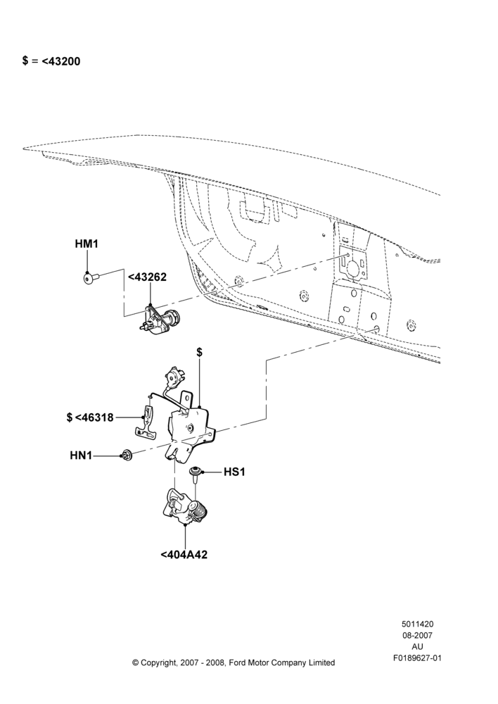 20D - Luggage Compt/Tailgte Lock Controls, 4 Door Sedan; 27/AUG/2007-07/DEC/2010