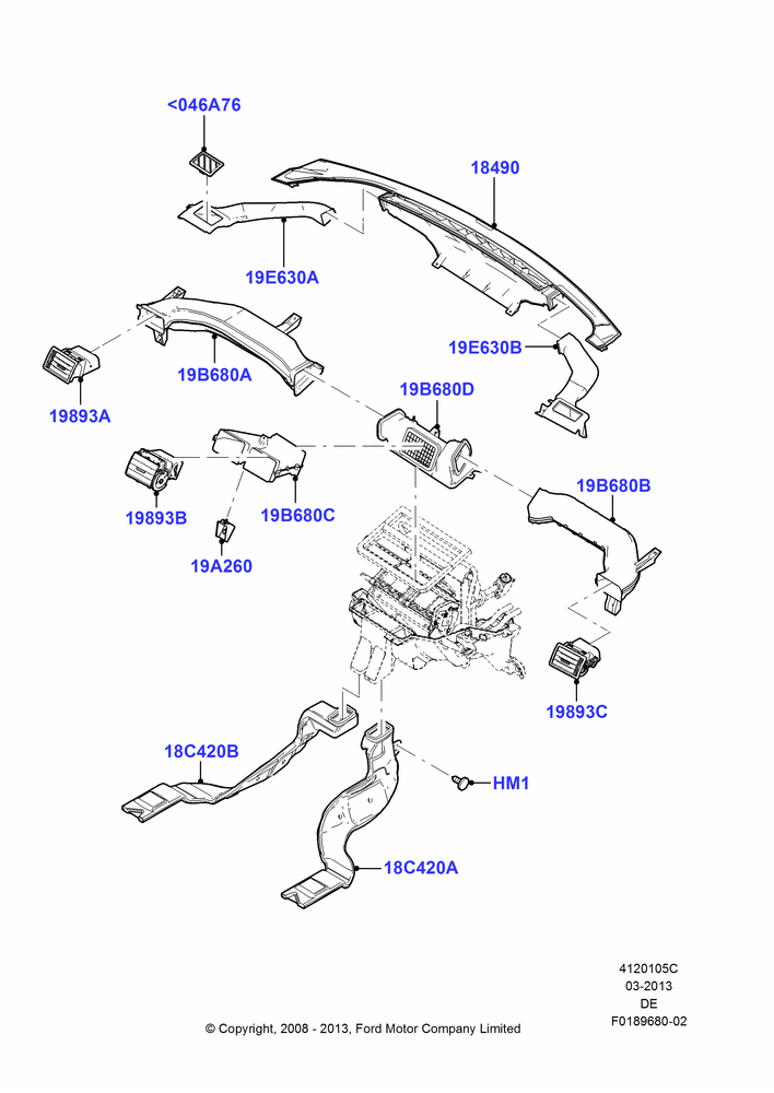 05C - Air Vents, Louvres and Ducts, Ford Division Derivative, Mercury Division Derivative; 04/FEB/2009-29/JUL/2012
