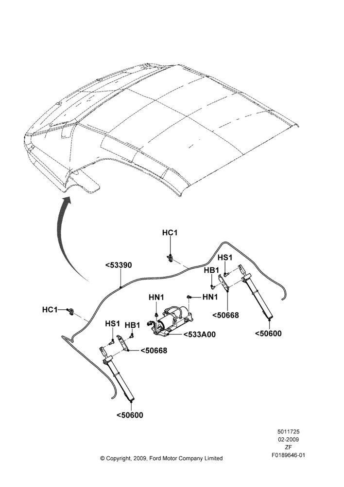 25C - Soft Top Power Mechanism, Convertible; 26/FEB/2009-27/JUN/2014