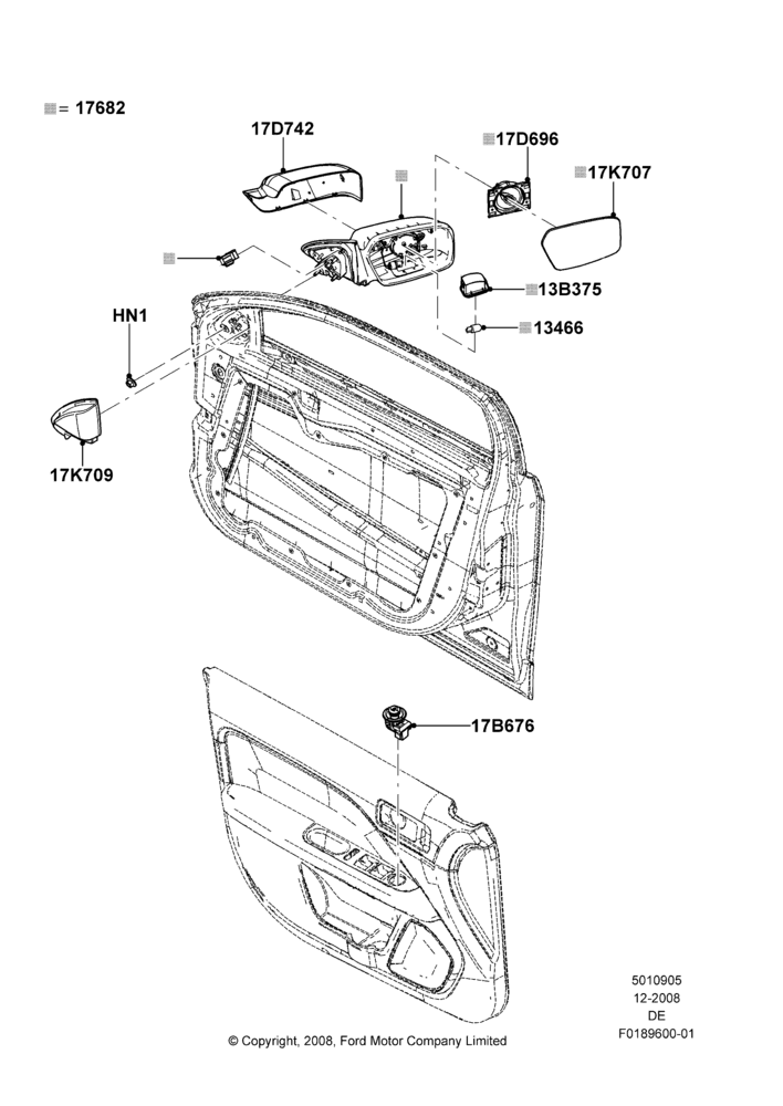 05C - Exterior Rear View Mirror, Ford Division Derivative, Mercury Division Derivative; 04/FEB/2009-29/JUL/2012