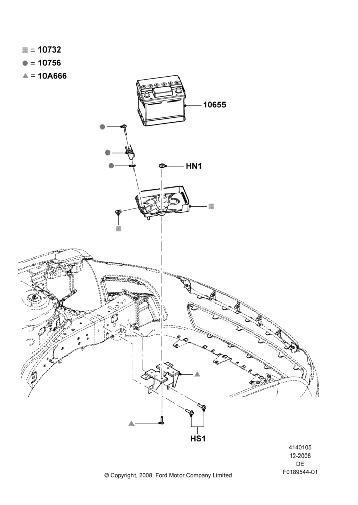 05D - Battery and Mountings, 2.5L 4v PFI I4 Gas/Electric, Gas Engine Battery; 04/FEB/2009-29/JUL/2012