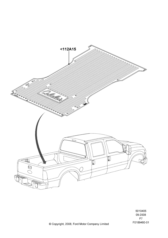 05N - Pick Up Box/Tailgate and Tonneau, Cabela's Edition Package, Bed Mat, Production Installed; 16/SEP/2008-12/FEB/2010