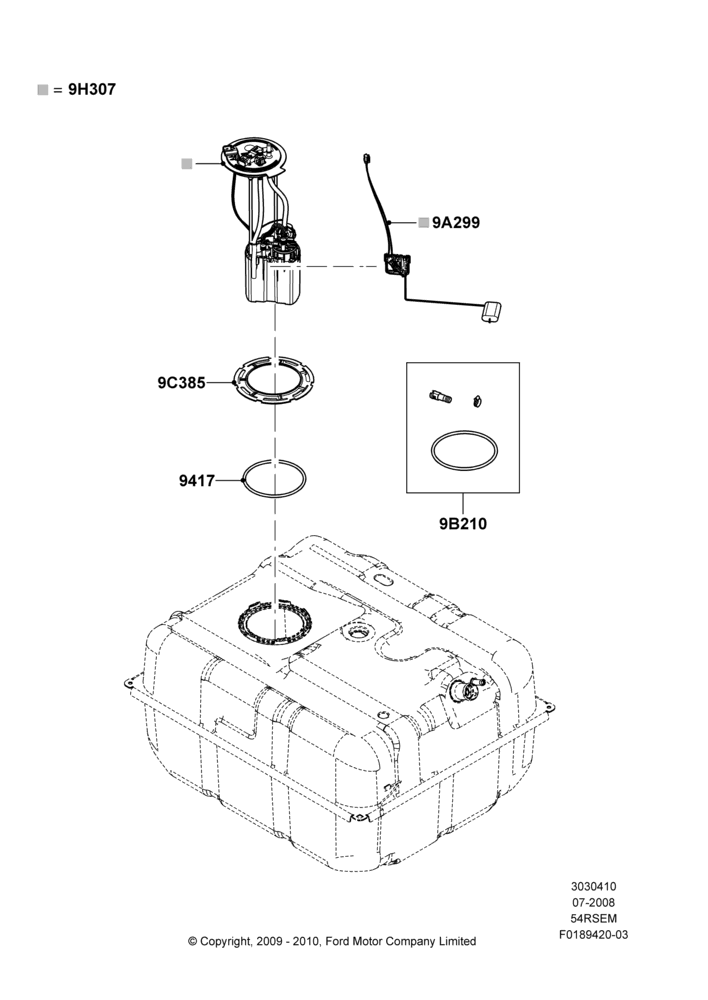 10F - Fuel Pump And Sender Unit, 5.4L Modular SOHC V8, Extended Plus Capacity Fuel Tank, With Aft-Of-Axle Fuel Tank; 18/AUG/2008-11/MAY/2009