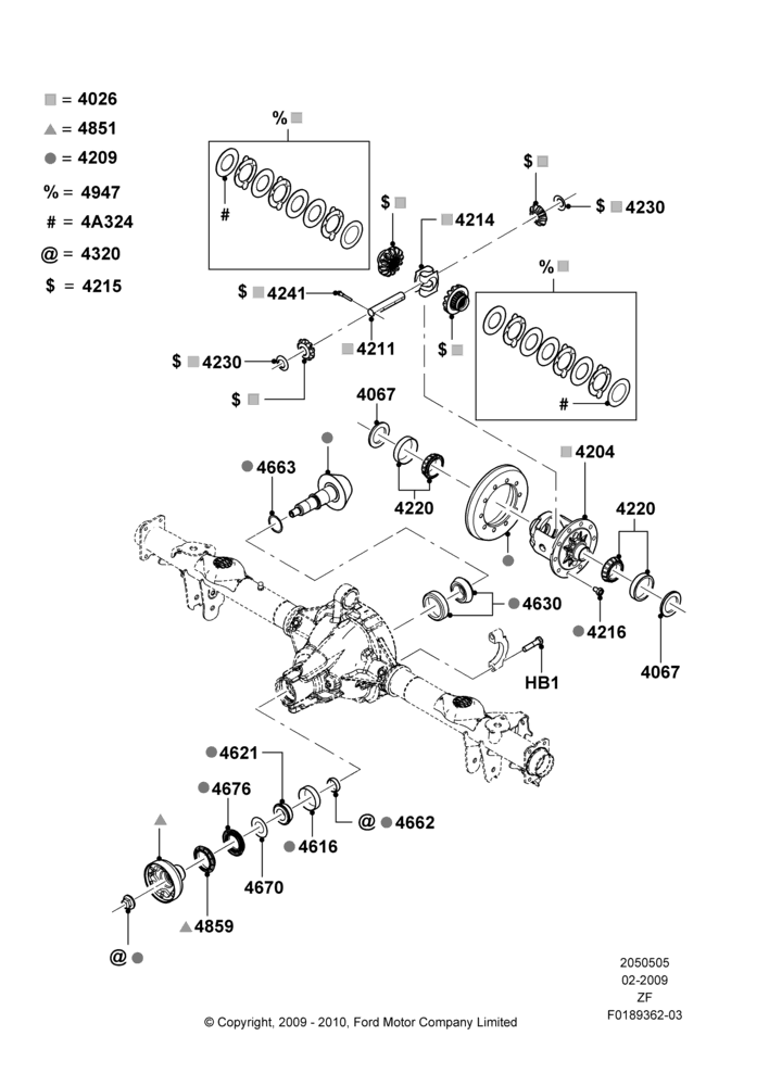 Components - Rear Axle Diff & Carr., 4.6L 3v V8 SOHC EFI, Rear Axle Limited Slip Differential