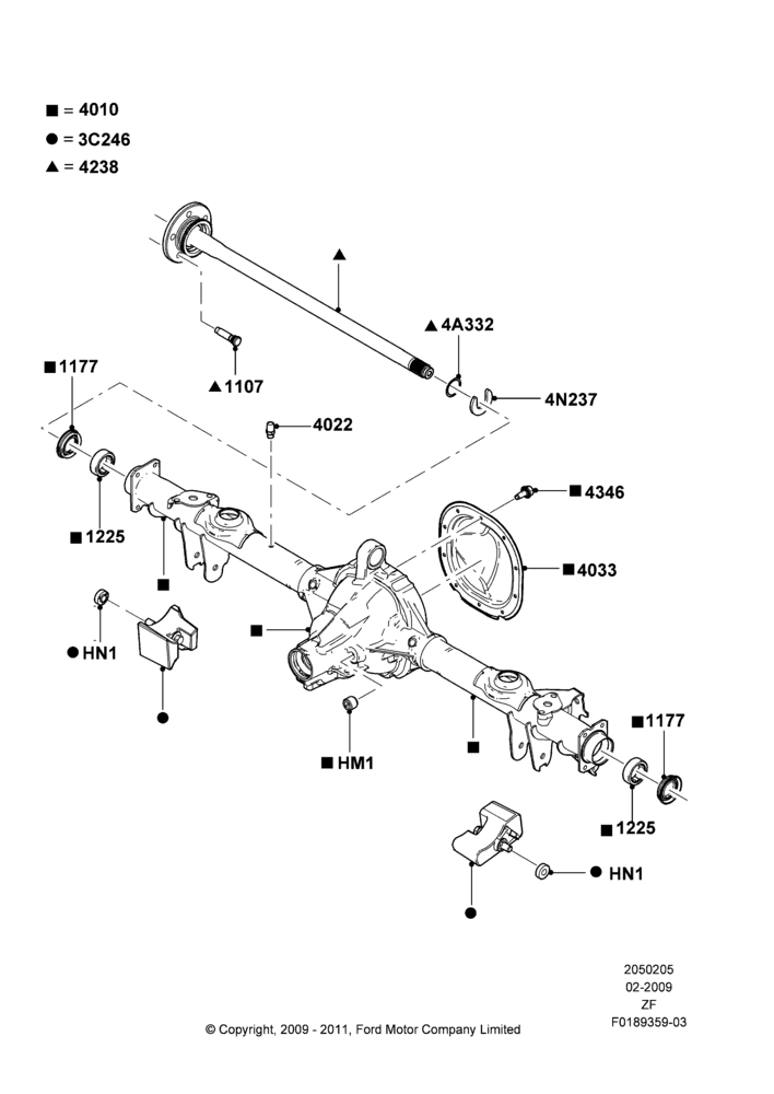 Rear Axle, 4.0L V6 12V SOHC EFI, 4.6L 3v V8 SOHC EFI