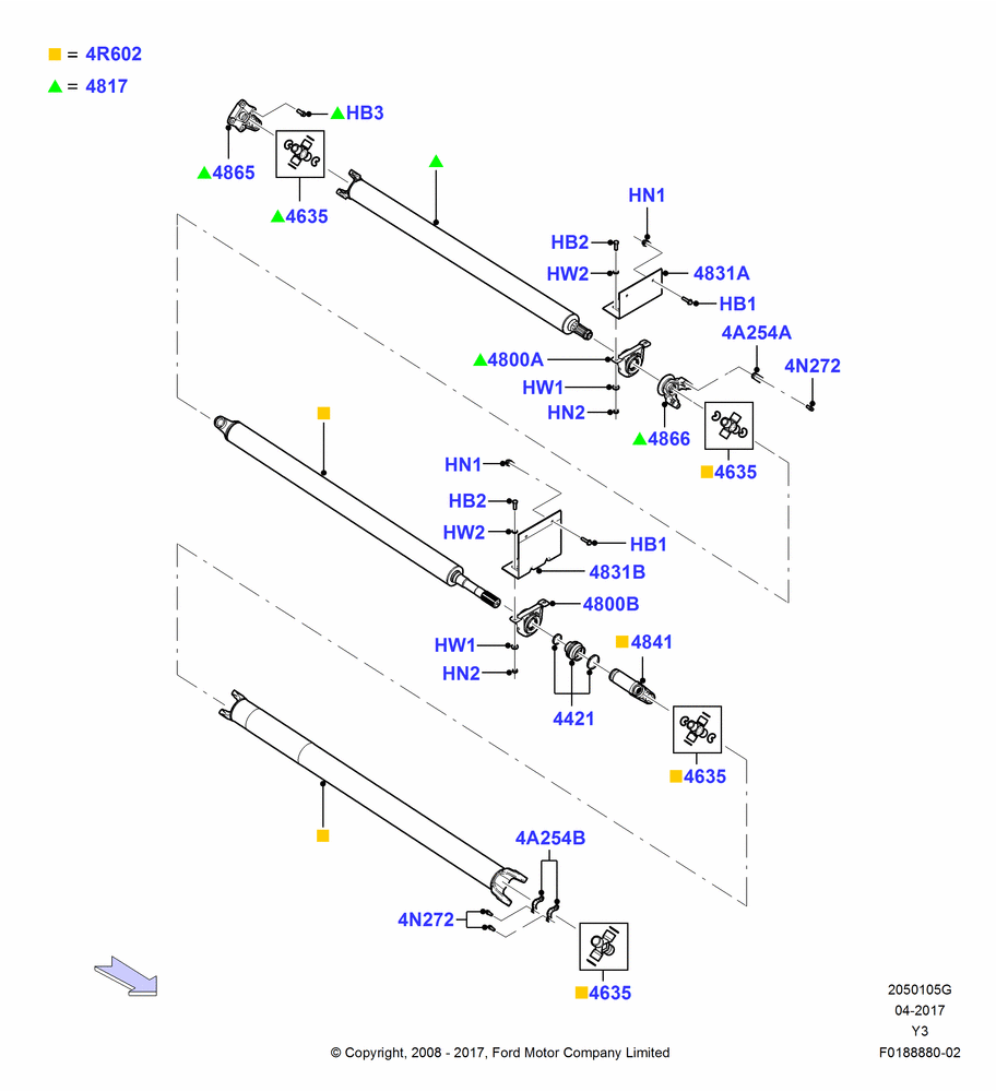 05G - Drive Shaft - Rear Axle Drive, 252" Wheelbase; 09/SEP/2008-01/JUN/2015