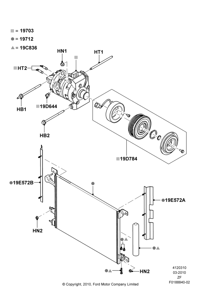 10F - Air Conditioning Condensr/Compressr, 3.7L 4V PFI V6 NA Gas; 22/MAR/2010-27/JUN/2014