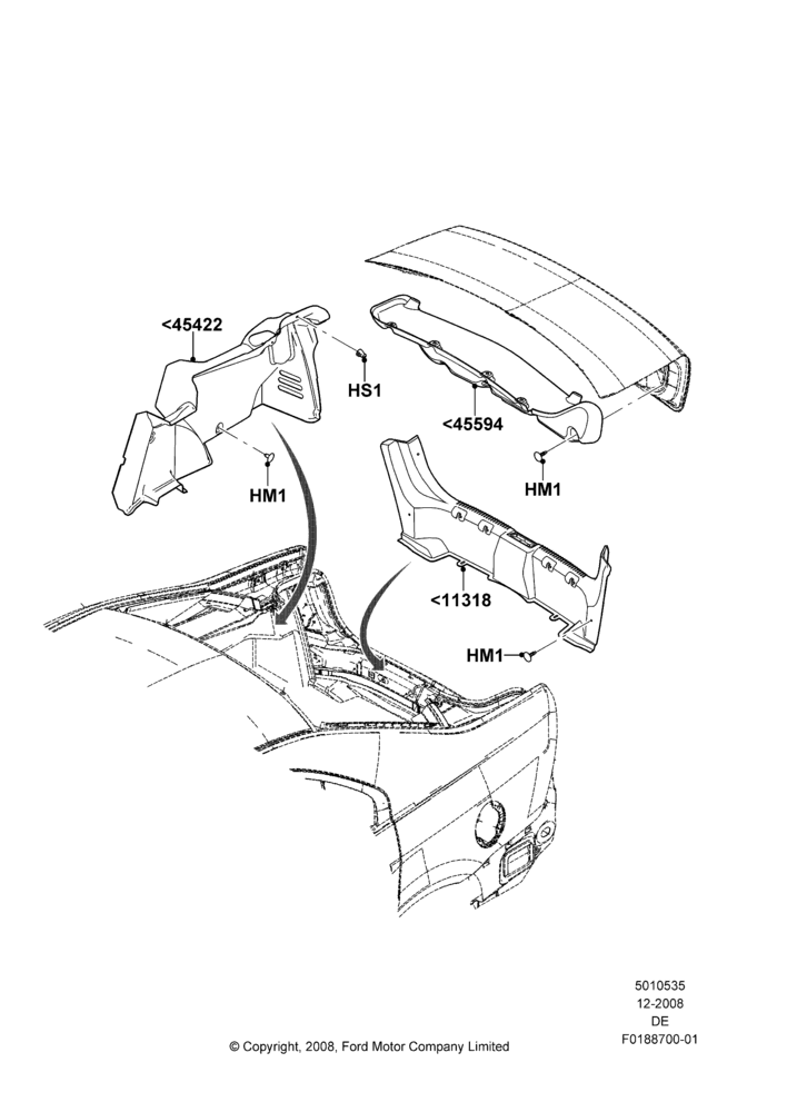 35E - Load Compartment Trim, 3.5L 4V DOHC VCT SMPI V6 Gas, 3.0L 4V OHC V6 Duratec 230HP, 2.5L Duratec HE PFI (170PS); 04/FEB/2009-01/DEC/2009
