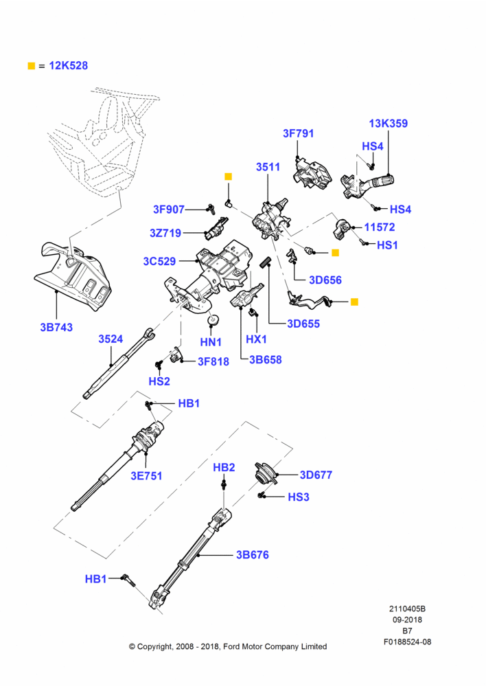 05B - Steering Column; 15/SEP/2008-11/AUG/2014