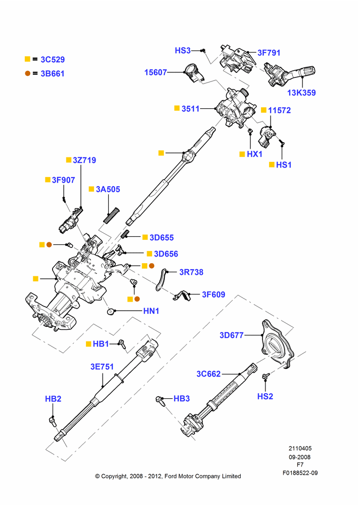 05L - Steering Column, Automatic Transmission, With Tilt Steering Wheel; 16/SEP/2008-12/FEB/2010