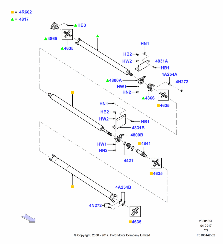 05F - Drive Shaft - Rear Axle Drive, 208"/5283MM Wheelbase, 228"/5791MM Wheelbase, 242"/6147MM Wheelbase; 31/OCT/2007-01/JUN/2015