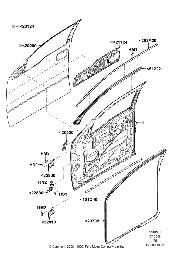 05D - Front Doors, Hinges & Weatherstrips, Regular Cab; 18/AUG/2008-23/DEC/2014