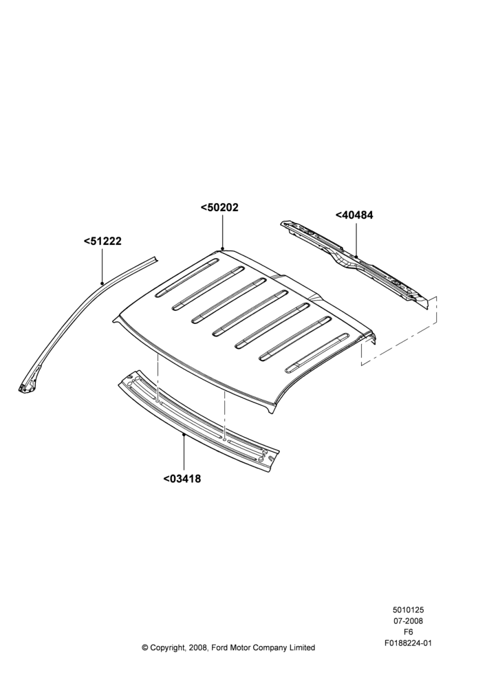 25D - Roof - Sheet Metal, Regular Cab; 18/AUG/2008-23/DEC/2014