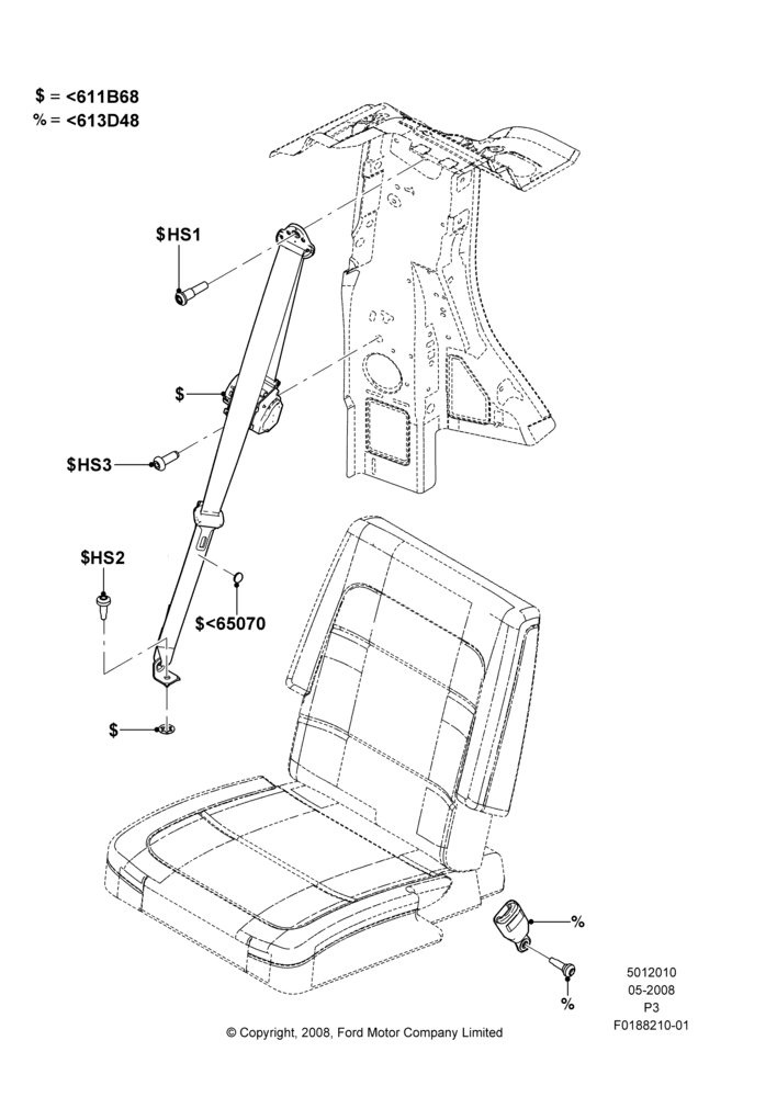 10C - Rear Seat Belts, All Third Row Seating; 02/MAY/2008