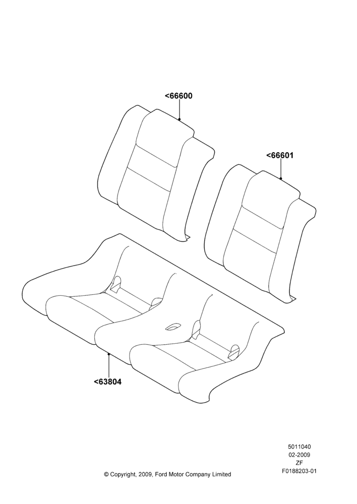 40E - Rear Seat Covers, Coupe; 26/FEB/2009-22/MAR/2010