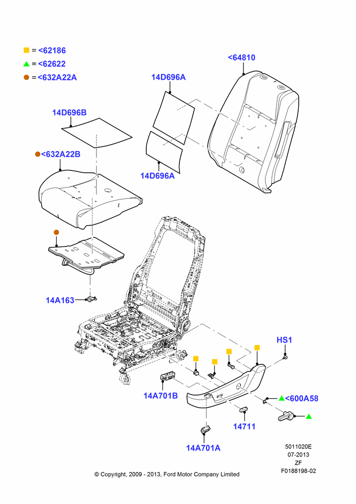 20E - Front Seat Pads/Valances & Heating, With Drivers Heated Seat, With Heated Passenger Seat; 26/FEB/2009-27/JUN/2014