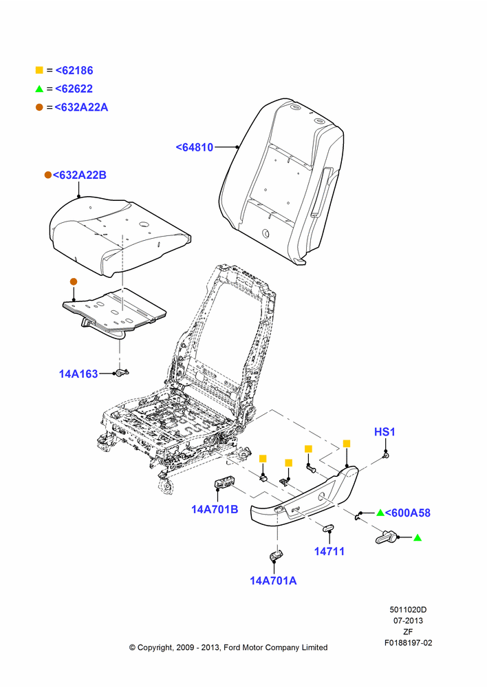 20D - Front Seat Pads/Valances & Heating, Less Temp Control Driver Seat, Less Temp Control Passenger Seat, Sports Front Seat; 26/FEB/2009-27/JUN/2014