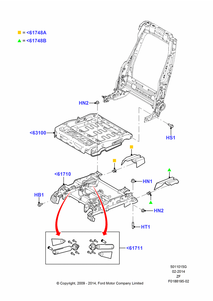 15G - Front Seat Base, With Pass 6 Way Power Seat Adjuster, Passenger Seat; 26/FEB/2009-27/JUN/2014