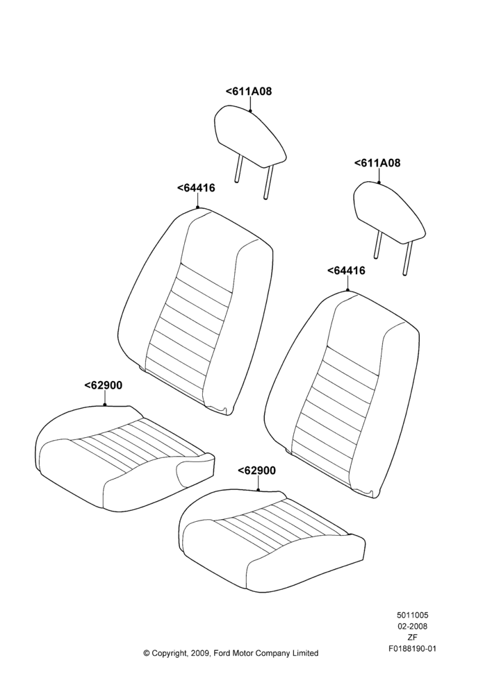 05D - Front Seat Covers, Sports Front Seat; 26/FEB/2009-27/JUN/2014