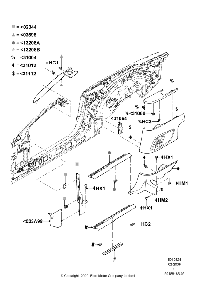 25H - Side Trim, Convertible; 26/FEB/2009-27/JUN/2014