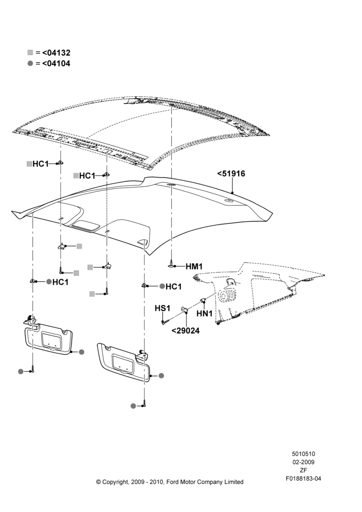 10F - Headlining and Sun Visors, Coupe; 26/FEB/2009-03/FEB/2011