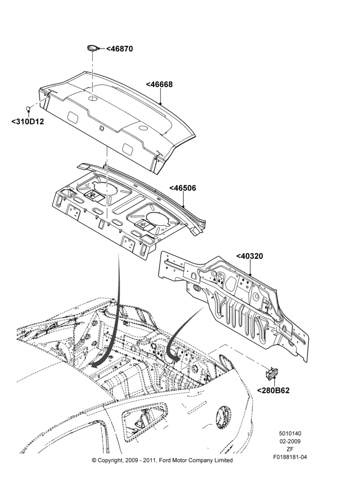 40F - Rear Panels and Rear Package Tray, Coupe; 26/FEB/2009-27/JUN/2014