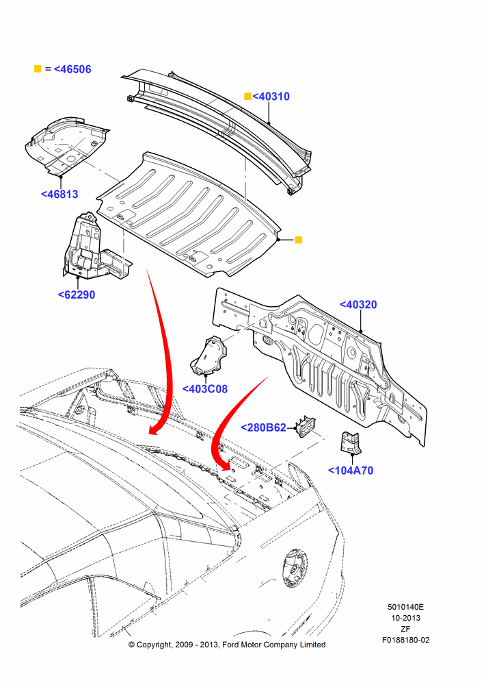 40E - Rear Panels and Rear Package Tray, Convertible; 26/FEB/2009-27/JUN/2014