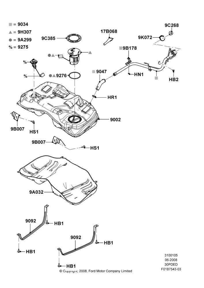 05H - Fuel Tank, 3.0L 4V OHC V6 Duratec 230HP, LHD 4WD (FTD); 04/FEB/2009-29/JUL/2012