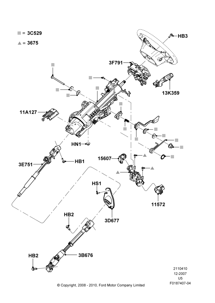 10C - Steering Column And Gear Shift; 03/DEC/2007-16/DEC/2010