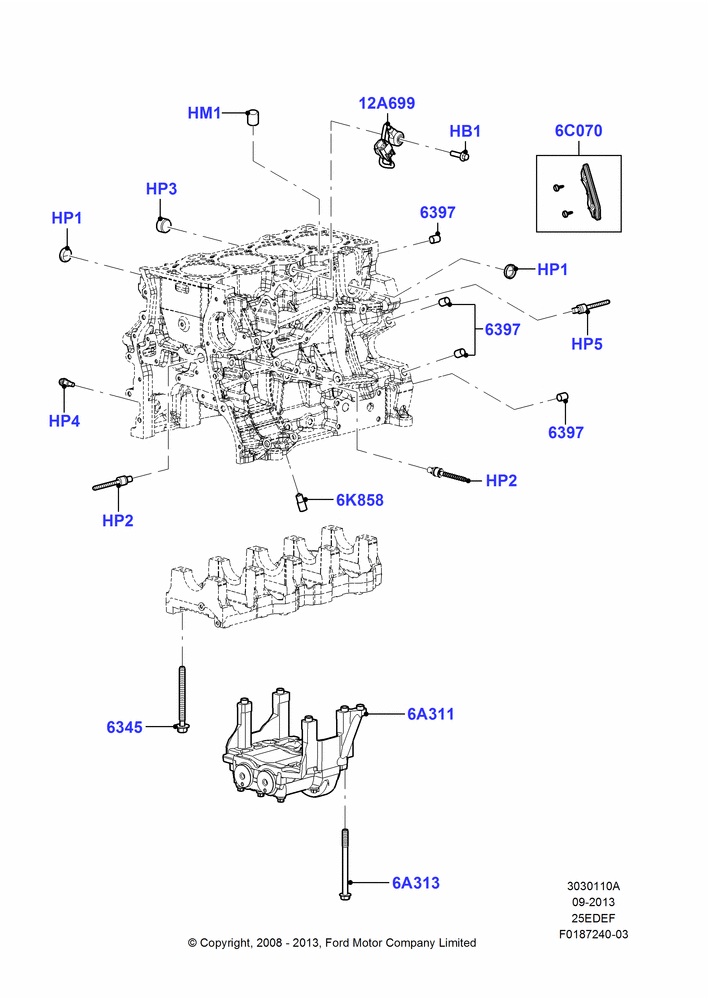 10A - Cylinder Block and Plugs, 2.5L 4v PFI I4 Gas/Electric; 23/JUN/2008-29/APR/2012