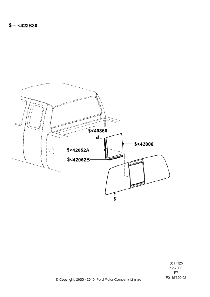 25D - Back Window Glass, With Sliding Rear Window, Production Installed; 18/DEC/2006-12/FEB/2010