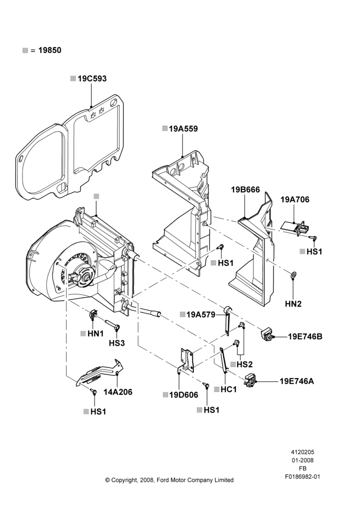 05E - Heater/Air Cond.External Components, Manual Air Conditioning, Evaporator And Blower Main Unit Assembly; 02/JAN/2008-26/SEP/2011