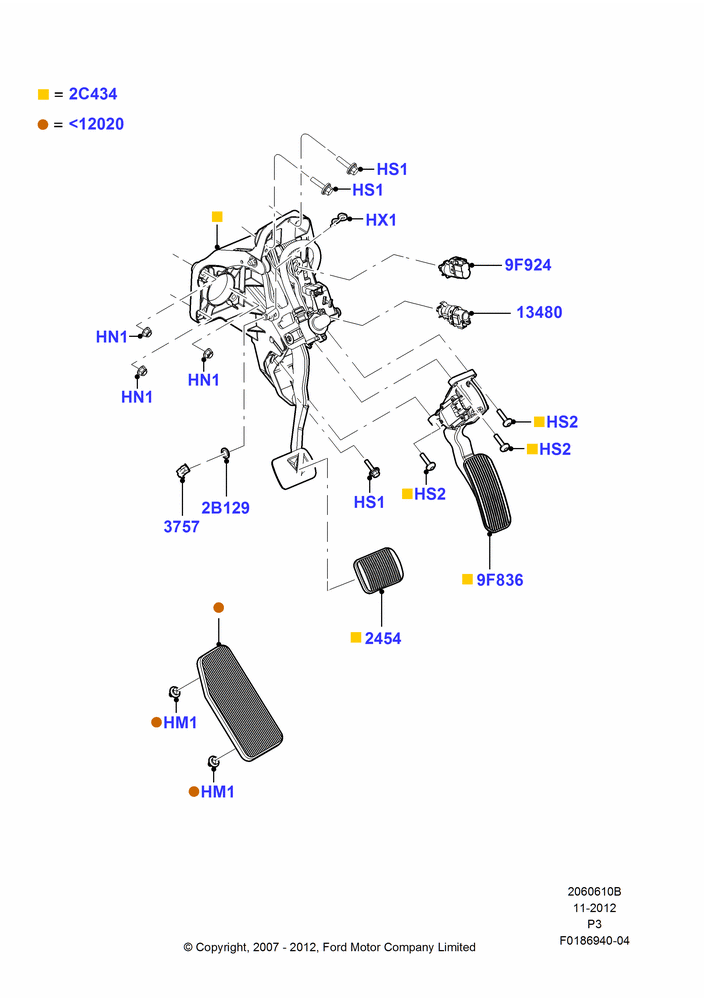 10B - Brake and Clutch Controls, With Memory Adjustable Foot Pedals; 02/MAY/2008-06/JUL/2009