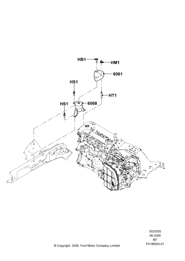 05D - Engine Mounting, 2.5L Duratec (110kW/150PS); 23/JUN/2008-29/APR/2012