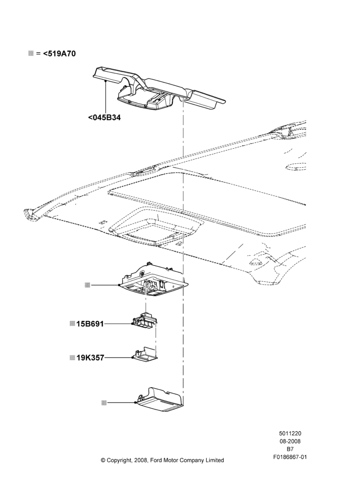 20F - Console - Overhead, Power Tilt/Slide Sun Roof; 15/SEP/2008-30/JUN/2017