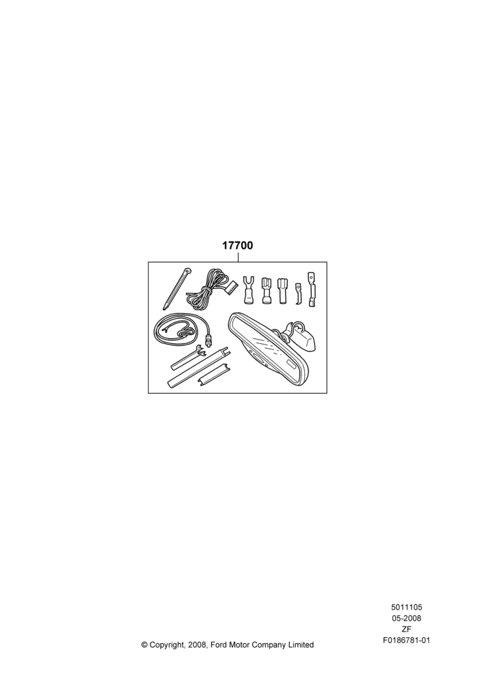05XB - Windshield/Inside Rear View Mirror, Less Sync, Accessory; 27/MAY/2008-03/FEB/2011