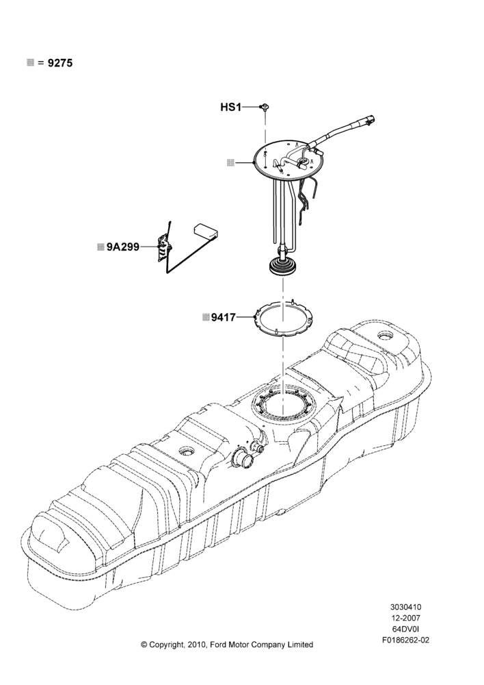 10G - Fuel Pump And Sender Unit, 6.4L Diesel V8 Twin Turbo, Narrow Frame (Chassis Cab), With Aft-Of-Axle/Mid-Ship Fuel Tank, With Mid-Ship Fuel Tank, Midship Tank; 30/JUL/2007-12/FEB/2010