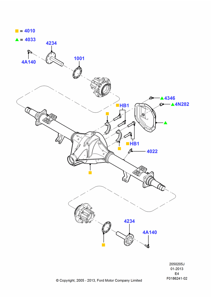05J - Rear Axle, 6340 LB(2876 KG) Rear Axle Asy, Ford 350 Series, Traction Control with Advance Trac; 18/APR/2005-18/AUG/2008
