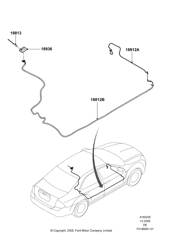 05J - Antenna, Ford And Mercury Derivative, Less AM/FM Stereo/6 CD/Nav System, Less Cell Phone Interface System, Less Radio Reception Equipment; 04/FEB/2009-29/JUL/2012