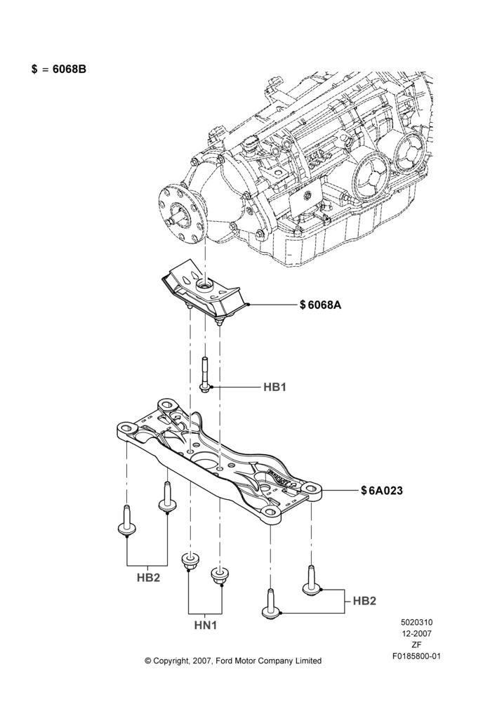10F - Transmission Mounting, 5.4L 4V DOHC EFI S/C ALUM V8 G; 28/NOV/2007-30/APR/2012