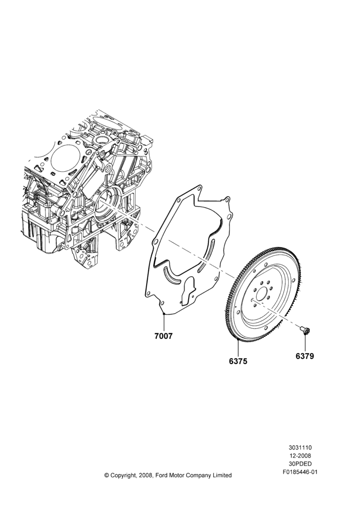 10F - Flywheel, 3.0L 4V OHC V6 Duratec 230HP; 04/FEB/2009-29/JUL/2012