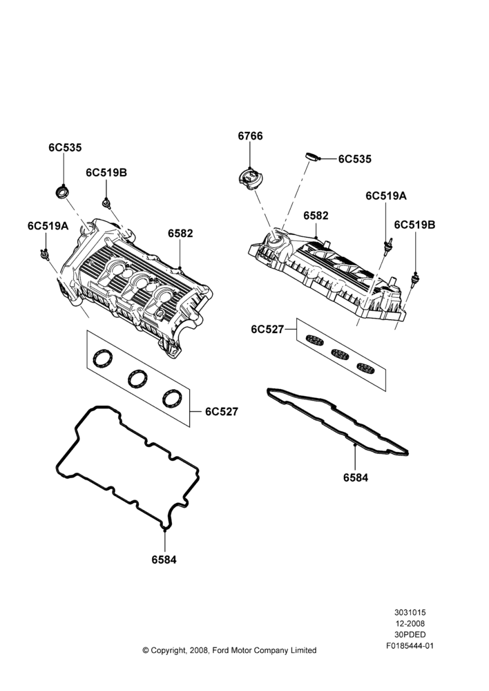 15F - Cylinder Head Cover, 3.0L 4V OHC V6 Duratec 230HP; 04/FEB/2009-29/JUL/2012