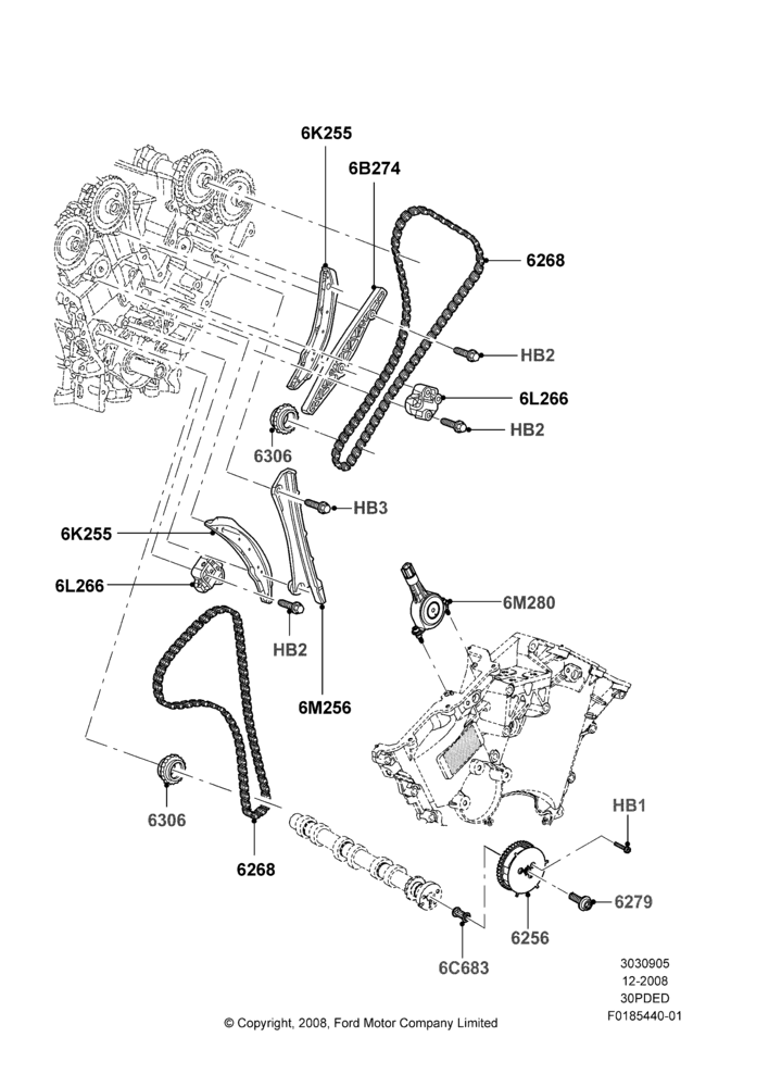 05F - Timing Gear, 3.0L 4V OHC V6 Duratec 230HP; 04/FEB/2009-29/JUL/2012