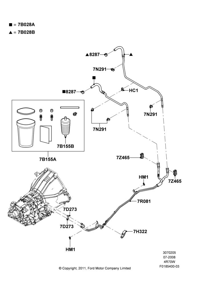 Transmission Cooling Systems, 4 Spd A/T AODEW/4R70E W/TSS, 4 Spd A/T AODEW/4R75E W/TSS, 4 Speed Automatic 4R75E Livonia, With Standard Engine Cooling System