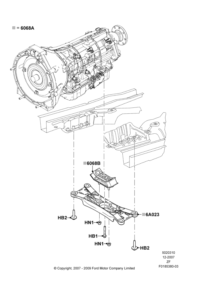 10D - Transmission Mounting, 4.0L V6 12V SOHC EFI; 03/DEC/2007-22/MAR/2010