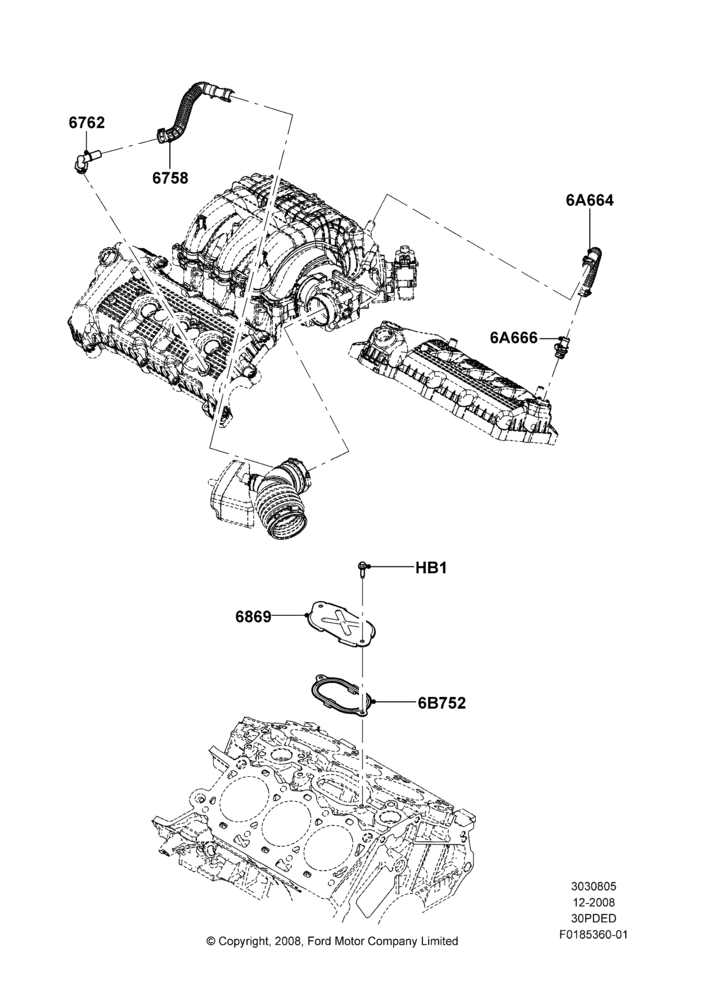 05F - Emission Control - Crankcase, 3.0L 4V OHC V6 Duratec 230HP; 04/FEB/2009-29/JUL/2012