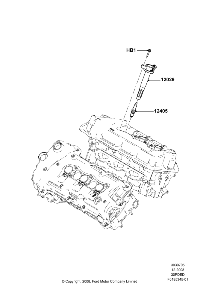 05F - Ignition Coil and Wires/Spark Plugs, 3.0L 4V OHC V6 Duratec 230HP; 04/FEB/2009-29/JUL/2012